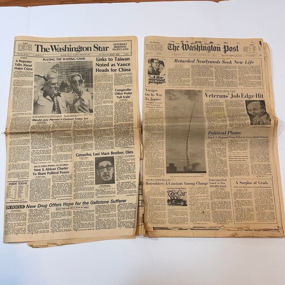 Historical Vintage Newspapers From Voyager Launch To Jupiter August 20, 1977